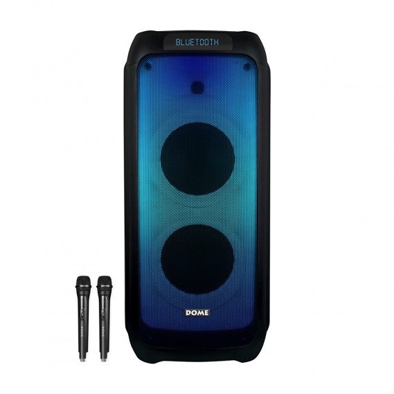 בידורית ניידת 3000W עם 2 מיקרופונים אלחוטיים מבית DOME
