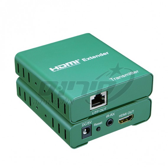 HDMI EXTENDER - מאריך טווח HD  על גבי כבל רשת CAT5 עד 50 מטר, תומך 4K כולל עינית לשלט IR - סיריוס אלקטרוניקה