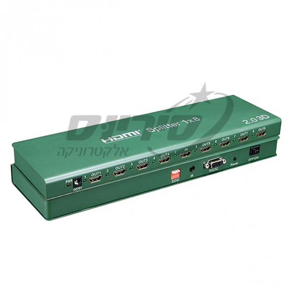 מפצל HDMI SPLITTER מוגבר ל- 8 יציאות 4K/60Hz + EDID - סיריוס אלקטרוניקה 