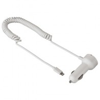 מטען USB לרכב עם כבל טעינה מסולסל  ל- iPhone צבע לבן דגם: 119427