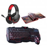 ערכת גיימינג איכותית הכוללת אוזניות, מקלדת, עכבר ופד לגיימר מבית Marvo