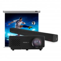 ערכת צפייה מושלמת הכוללת מקרן קול + מקרן וידאו + מסך גלילה