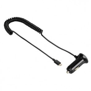 מטען לרכב עם כבל טעינה מסולסל צבע שחור מתאים ל iPHONE