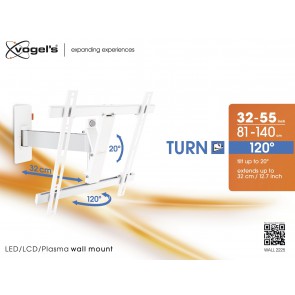 מתקן תליה דו מפרקי למסכי LED/LCD/PLASMA  צבע לבן דגם : WALL-2225 תוצרת VOGELS הולנד