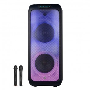 בידורית קריוקי 1400W עם 2 מיקרופונים אלחוטיים