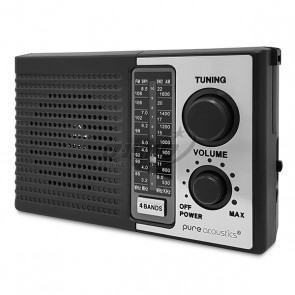 Pure Acoustics רדיו נייד FM/AM עם סוללה נטענת