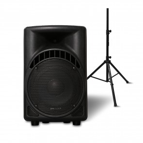 רמקול אקטיבי מקצועי 8" משולב שלט רחוק ורדיו FM + סטנד מתנה